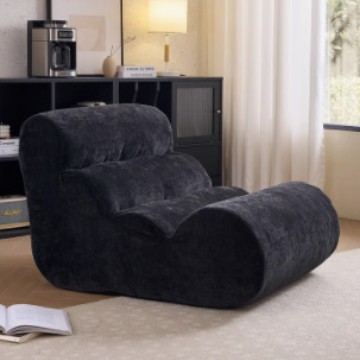 Big Bean Bag Lounger Chairs Large Beanbag Chair for Adults Bean Bag Sofa with Memory Foam Filled for Living Room, Bedroom or Balcony (Black)