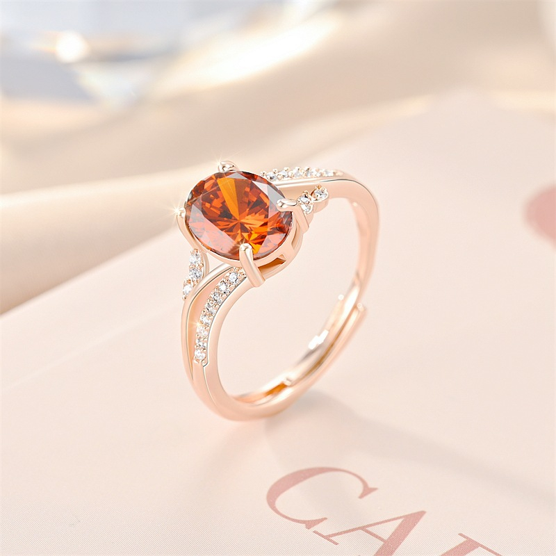 Cute Rose Gold Crystal Rhinestones Ring Fashion Women's Ring For Women Bridal Wedding Engagement Jewelry Accessories