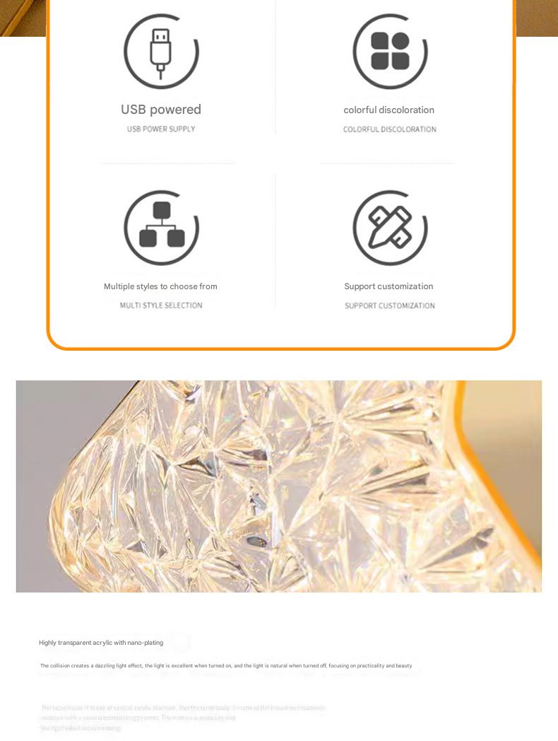 Crystal ring decorative lamp high-end light luxury room living room table lamp touch sensor atmosphere lamp night light
