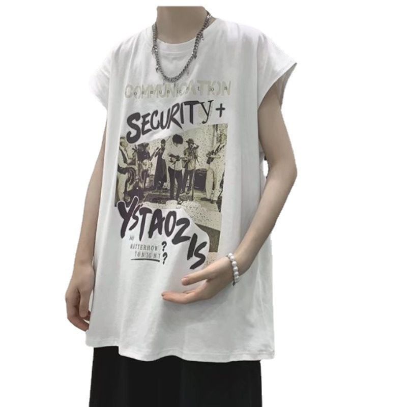 B04 American hip-hop vest trend loose fitting shoulder sleeveless T-shirt summer thin sports vest men's trendy high street