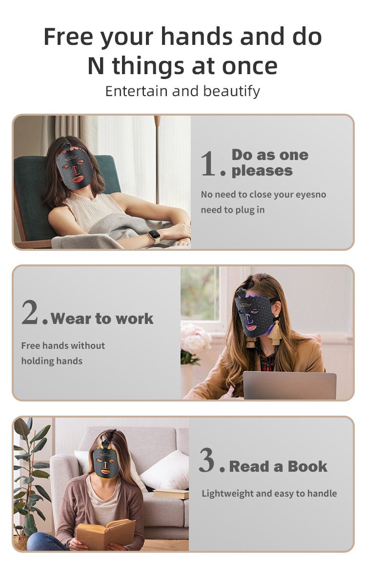 Colorful LED red light photon rejuvenation mask instrument beauty mask with neck home large row of lights beauty instrument, facial red light therapy, 7+1 color LED mask light therapy, portable rechargeable red light therapy mask instrument