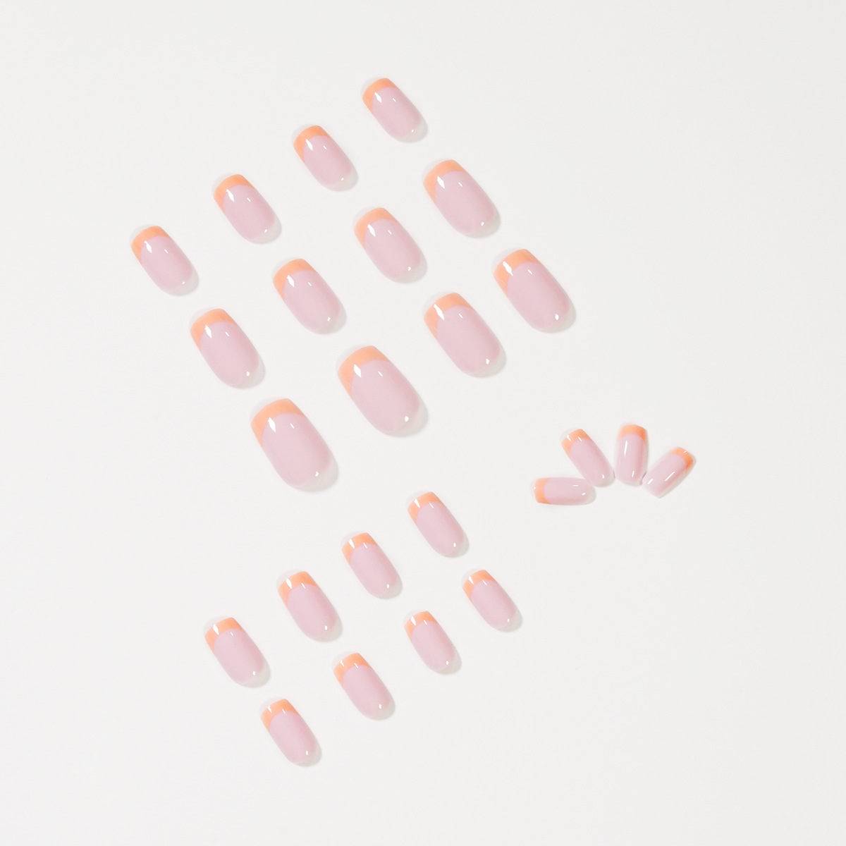 JP1223 24 Pcs Glossy Press on Nails, Medium Length French Square Fake Nails, Acrylics Full Cover False Nails for Women and Girls