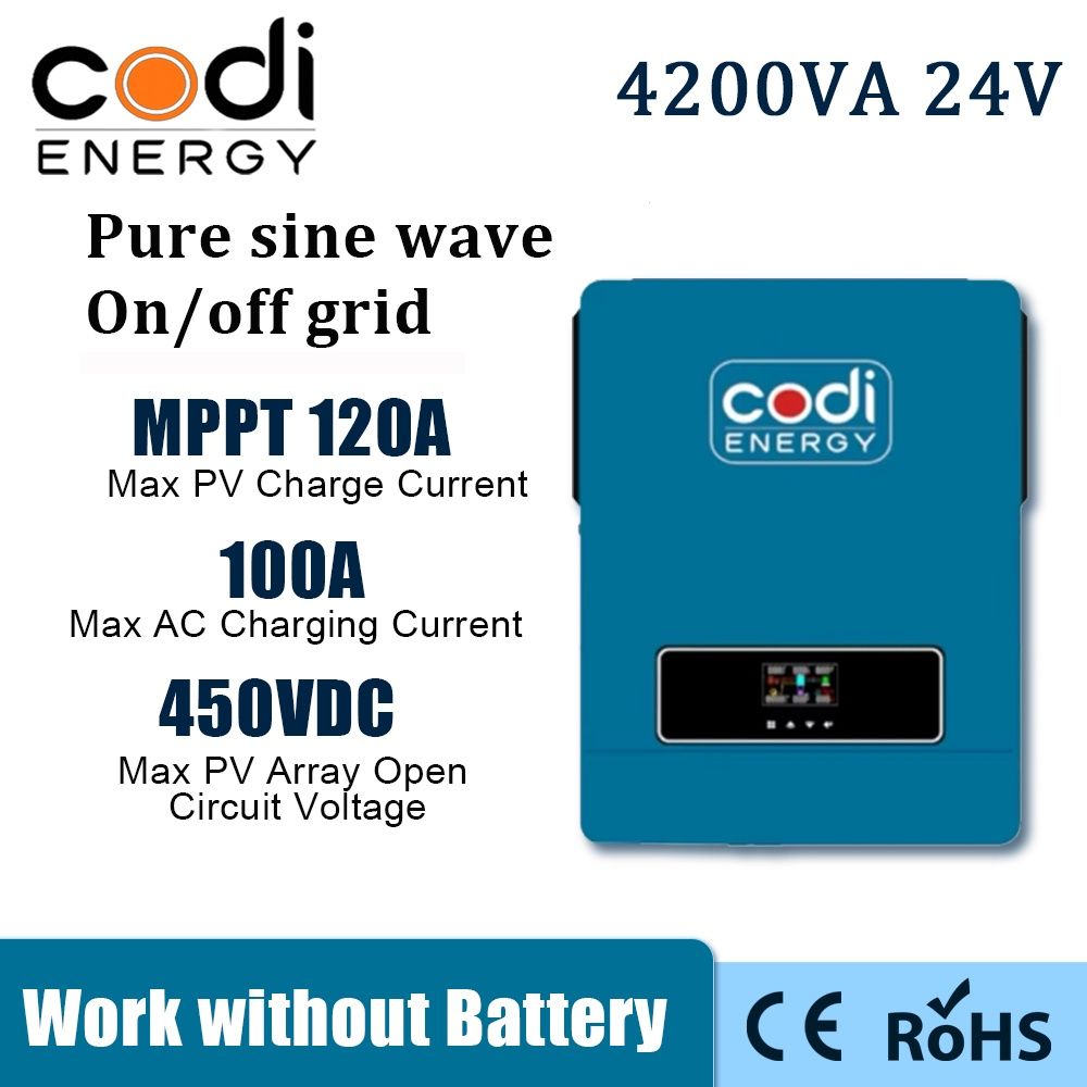 Codi 4.2kw On Off Grid Solar Inverter Hybrid MPPT Inverter 220 230 240VAC Output Voltage for House Solar System Use 