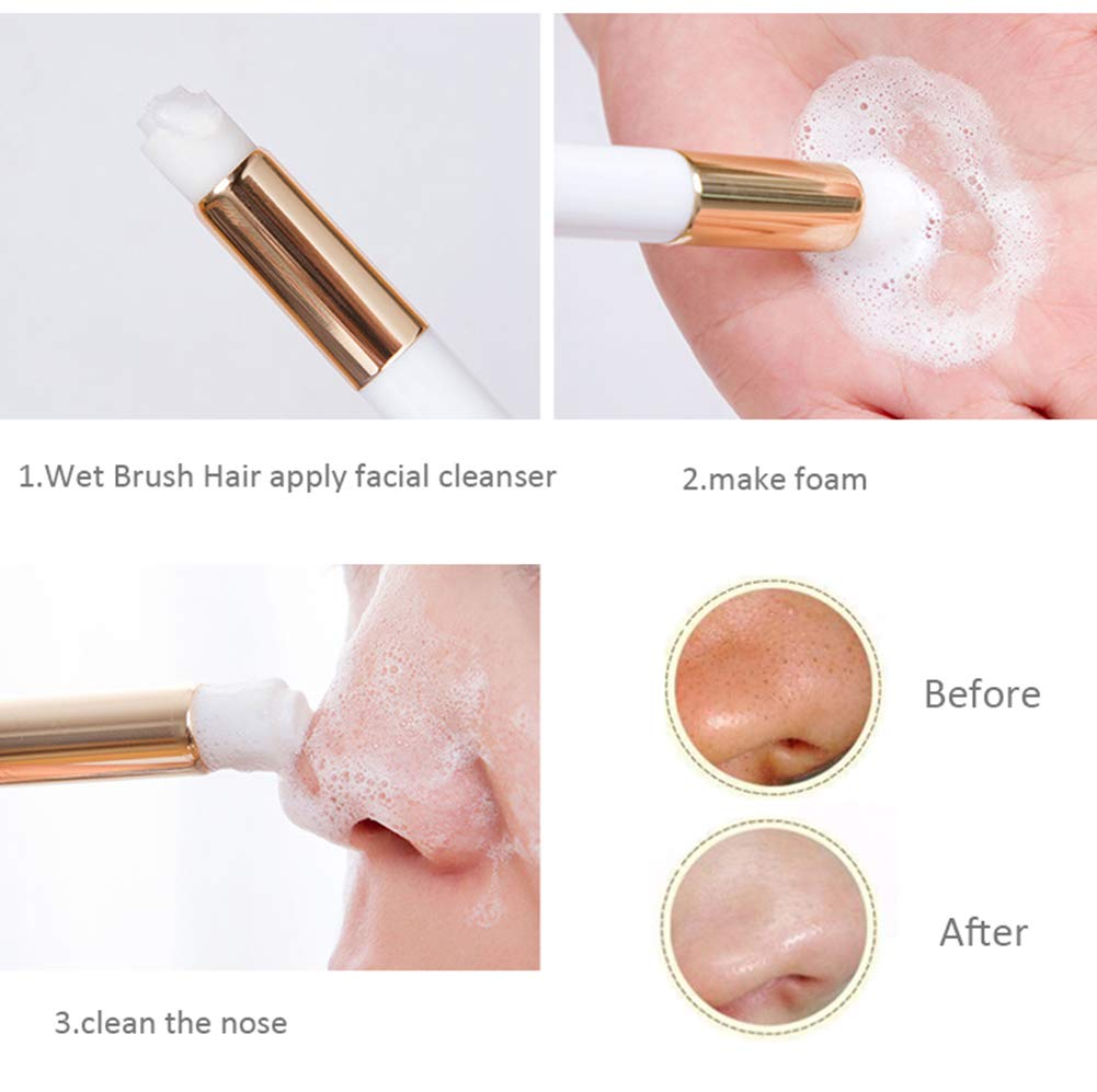 M080 Wooden Handle Lash Shampoo Brushes, Peel Off Blackhead Brush Remover Tool, Nose Pore Deep Cleaning Brush