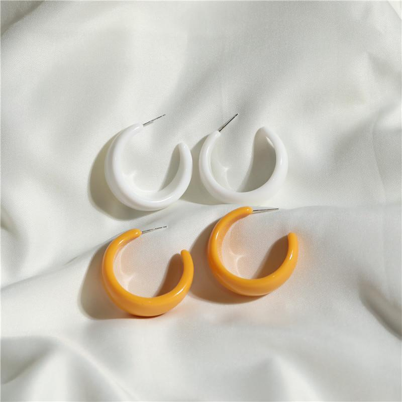 H192 Women's Simple Candy Color Half Circle Glossy Earrings Jewelry Gift