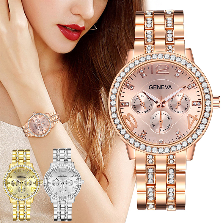 2021 Watch For Women Watch Clock Stainless Steel Casual Dress Wrist Quartz Watch Qualities Simple Crystal Jewelry