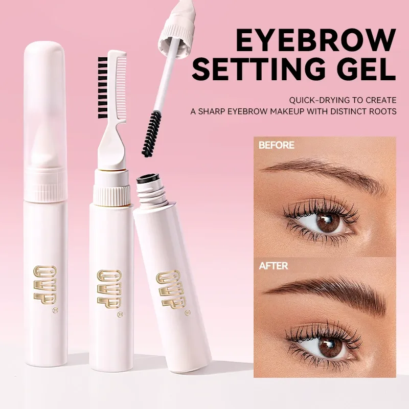 7g Eyebrow Setting Gel, Dual-Use Quick-Drying Brow Gel with Comb, Waterproof Long-Lasting Natural Fluffy Eyebrow Styling Gel for All-Day Hold
