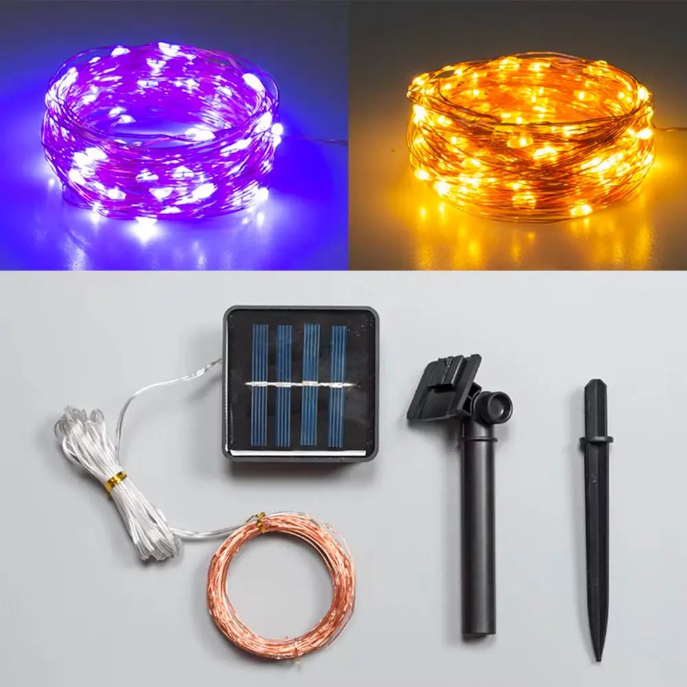 AUNONT Creative LED Starry Fairy Solar String Light Waterproof Outdoor Indoor Wedding Party Decorative Copper Wire Garland Lamp