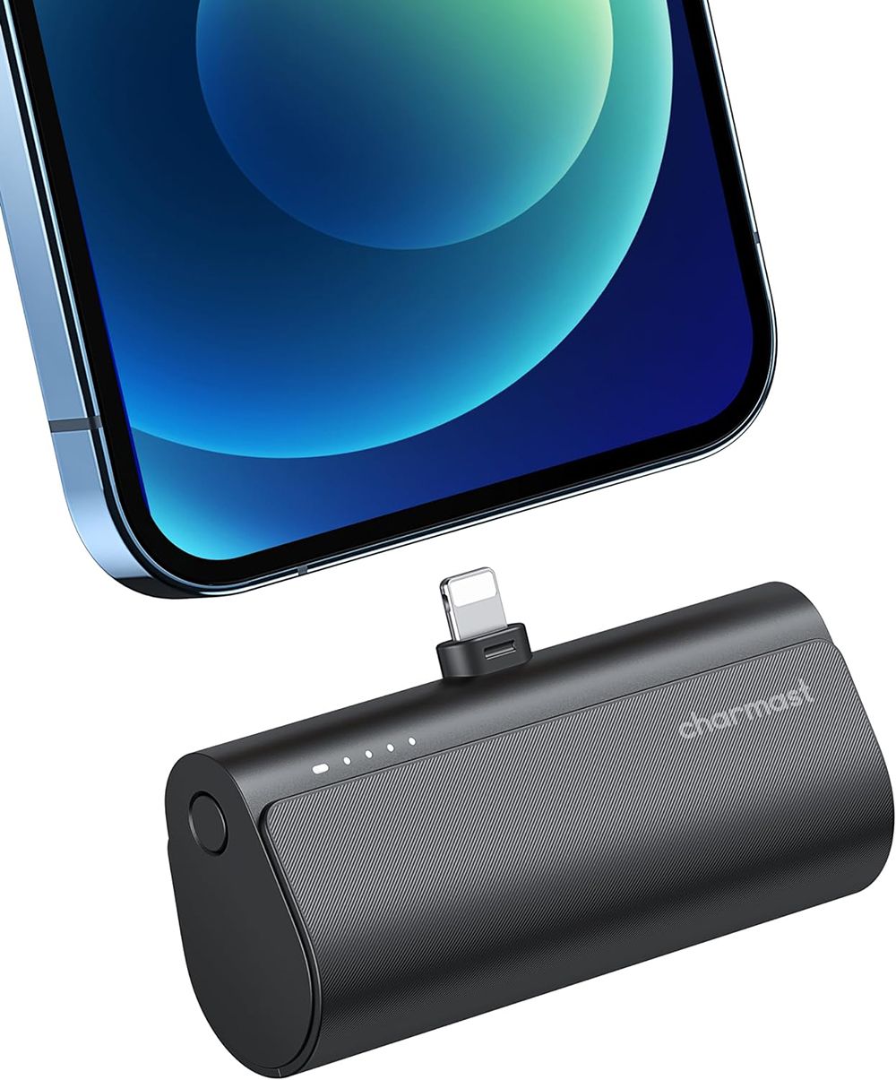 Portable Charger 5200 mAh for iphone Lightning Head, 65% Charged/30min 22.5W Fast Charging Mini Power Bank for iPhone 15 Pro Max/14/13/12/11Black