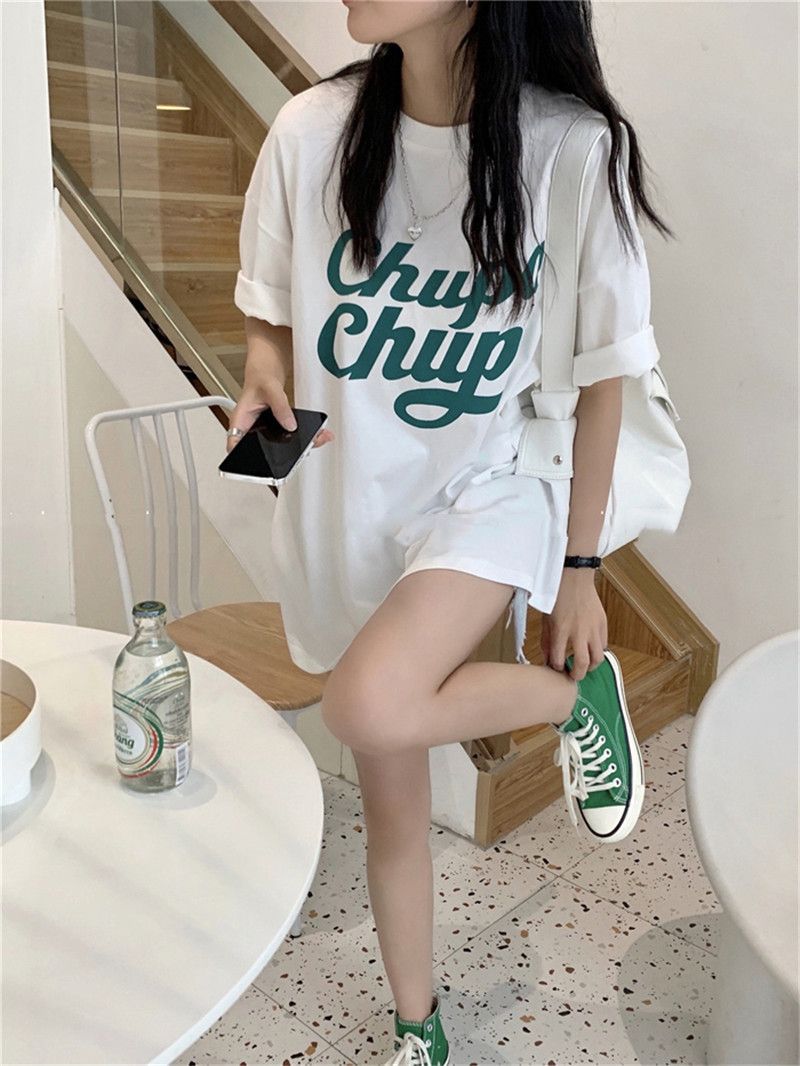 Summer T-shirt Oversize Letter Printed Cotton Top Women Soft Loose Short Sleeved Top For Girls