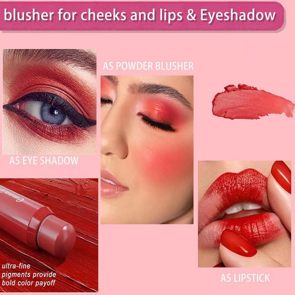CmaaDu  Lipstick Eye shadow Powder blusher 3way  3in1 Makeup colour stick for cheeks and lips&eyeshaow Long Lasting Velvet Liquid Lipstick   Sexy Lip Tint