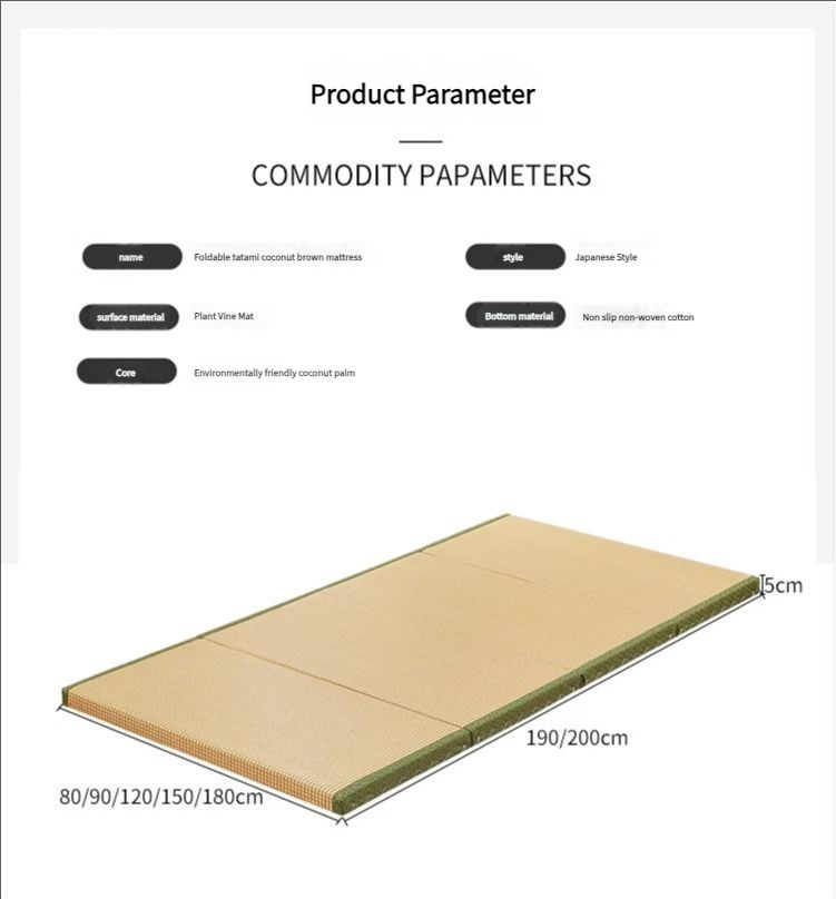 Floor Mattress: Foldable Coconut Fiber Sleeping Mat for Living Room, Bedroom, and Guest Room - Lightweight, Breathable & Provides Back Support.