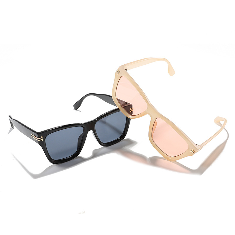 6728 Transparent Candy Color Wide Frame Women Sunglass Small Rectangle Sunglasses Summer Female UV400 Lens Trendy Eyewear