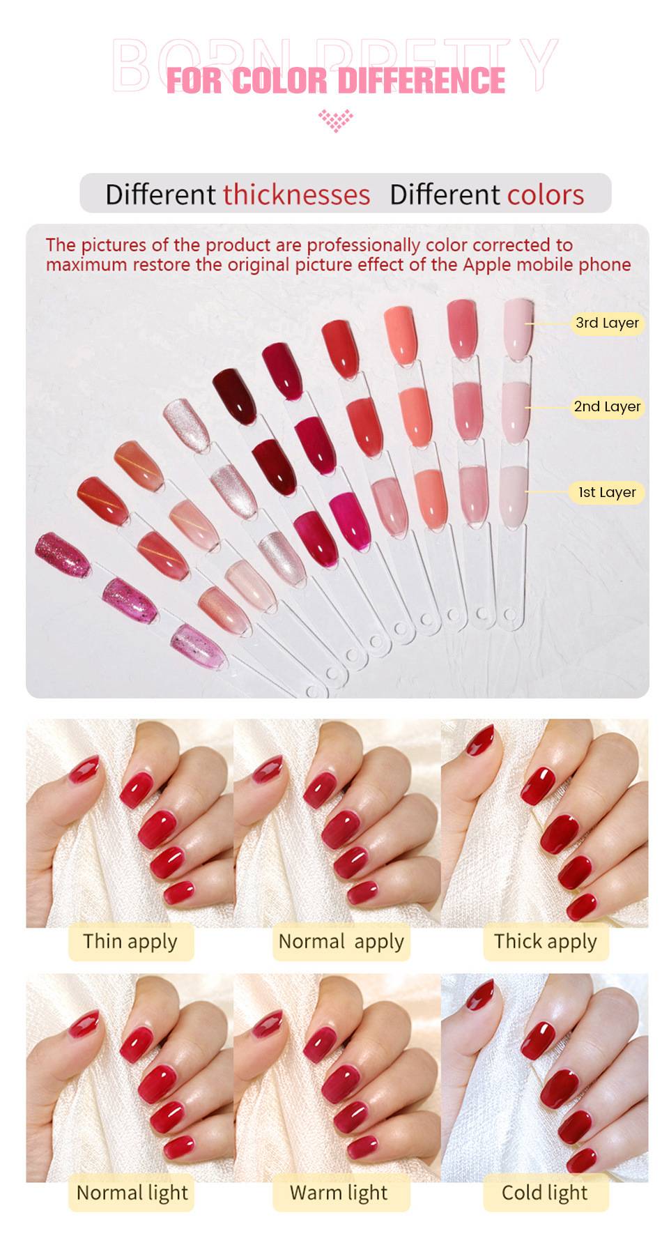 56021 BORN PRETTY 15ML Non Stick Hand Solid Extension Nail Gel Clear Nude Pink Extension Gel Rhinestone Glue Gel Easy to Operate