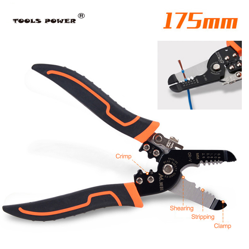 Tools power 175mm wire stripping pliers wire cutting pliers multi-function ring crimping pliers electrician stripping wire stripping pliers tool