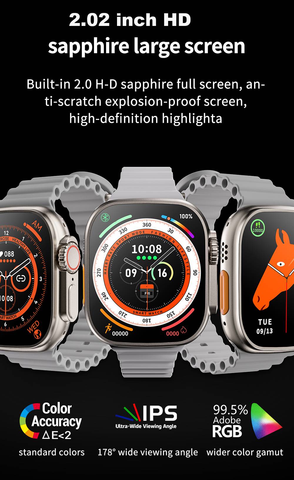 NEW U8 Ultra Smart Watch Ultra Series 8 NFC 49MM Men Women Smartwatch Bluetooth Call Waterproof Wireless Charging HD Screen for Apple