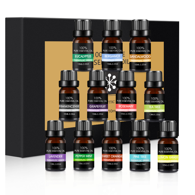 CRELVCOE 12pcs/box Essential Oil Pure Natural 10ML Pure Essential Oils Aromatherapy Diffusers Oil for Healthy Calming Air Fresh Care Air Humidifier Diffuser