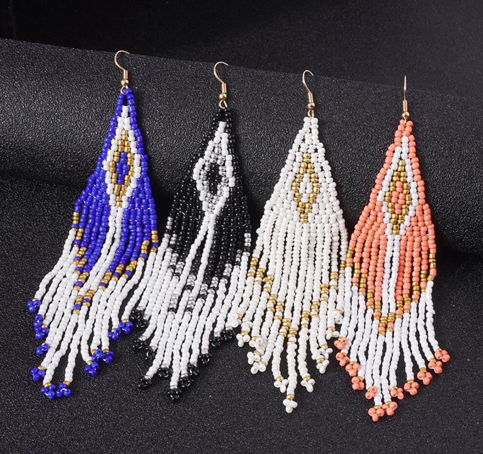 Retro Fashion Bohemian Ethnic Style Diamond Versatile Tassel Style Earrings Women's Accessories