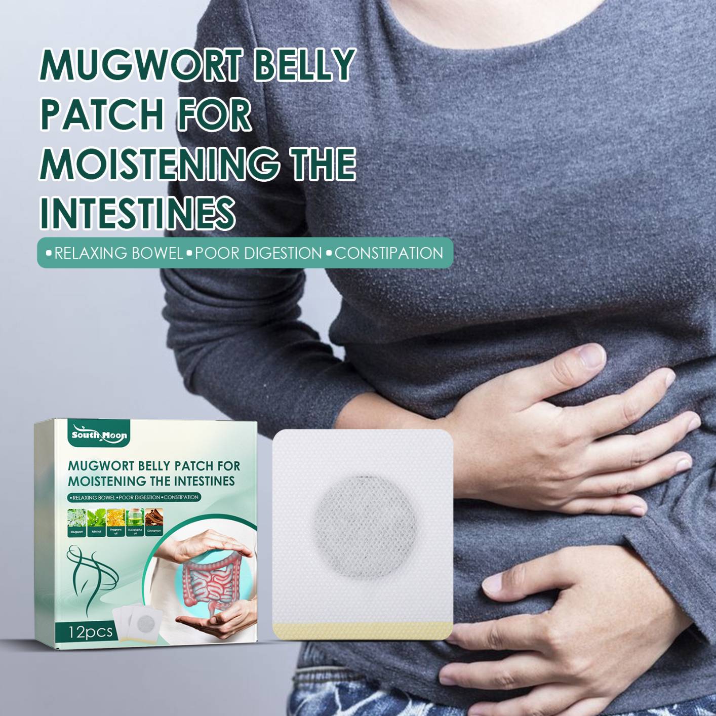 Mugwort Belly Patch, Natural Wormwood Belly Sticker, Moxa Hot Moxibustion Navel Wormwood Sticker Moistening the Intestines