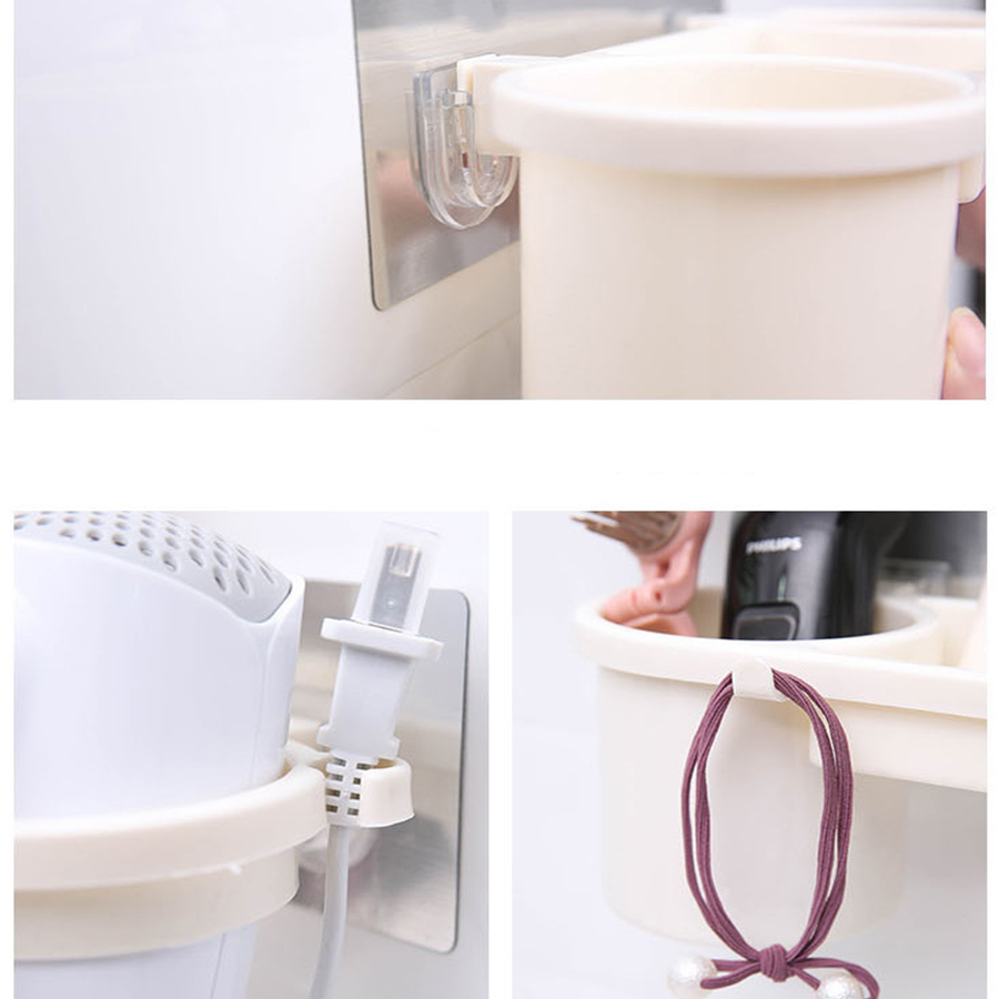 Home Daily Supplies Storage Storage Rack Towel Rack Original Design Bathroom Wall-mounted Towel Rack Household Non-perforated Bathroom Hair Dryer Storage Rack Non-marking Sticky Hair Dryer Rack Strong Bathroom Non-perforated Shelf Bathroom Hair Dryer Rack Storage Rack