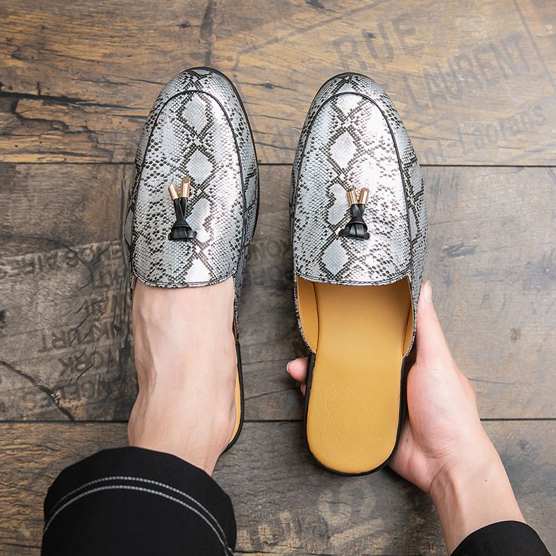 Youth Men Leisure Cool Mules Man Summer Slippers Fashion Casual Leather Loafers Flats Shoes Pu Breathable Slip On Footwears For