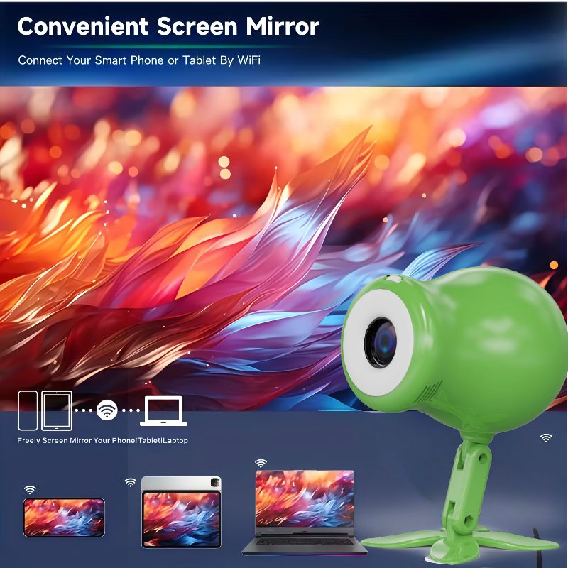 2025 Upgraded HY300 PRO+ Mini Portable Projector,Smart Projector with Android 11.0, 200 ANSI Lumens, Short Focus, WiFi6 + BT5.0, Support 4K 1080P Decoding, for Outdoor Camping,Home Theater