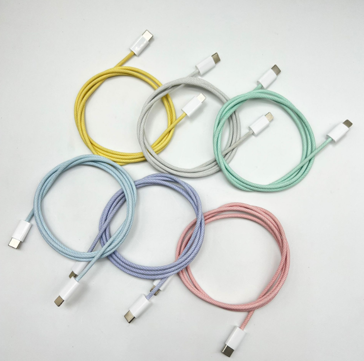 SJX—006# Macaron pd braided data cable 20W fast charging data cable suitable for Apple charging cable