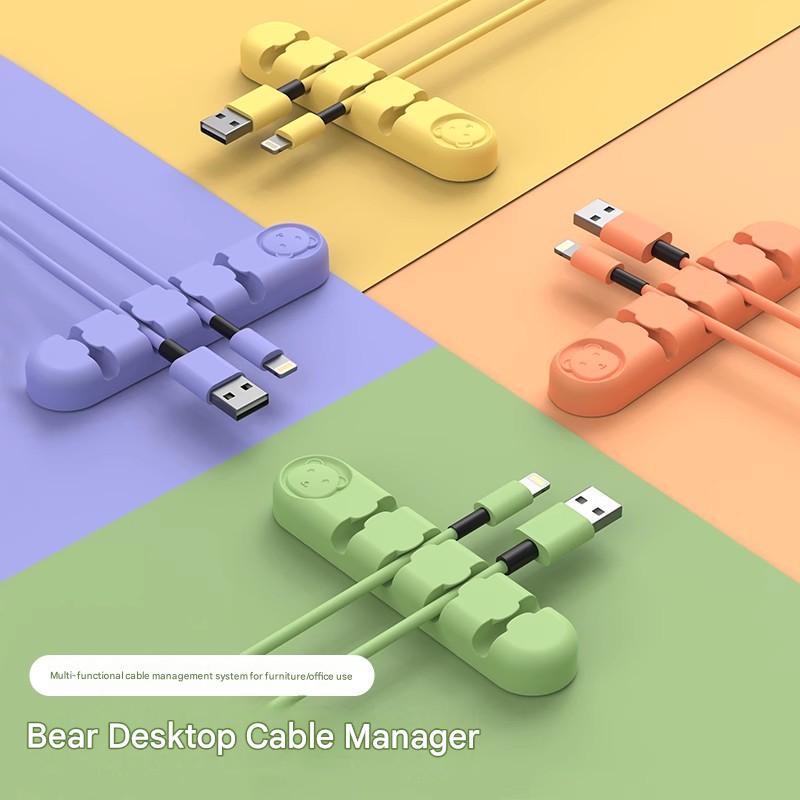 Self Adhesive Silicone Cable Organizer Desktop Cord Holder Wire Winder Hub for Data Line Power Cable Storage Arrangement
