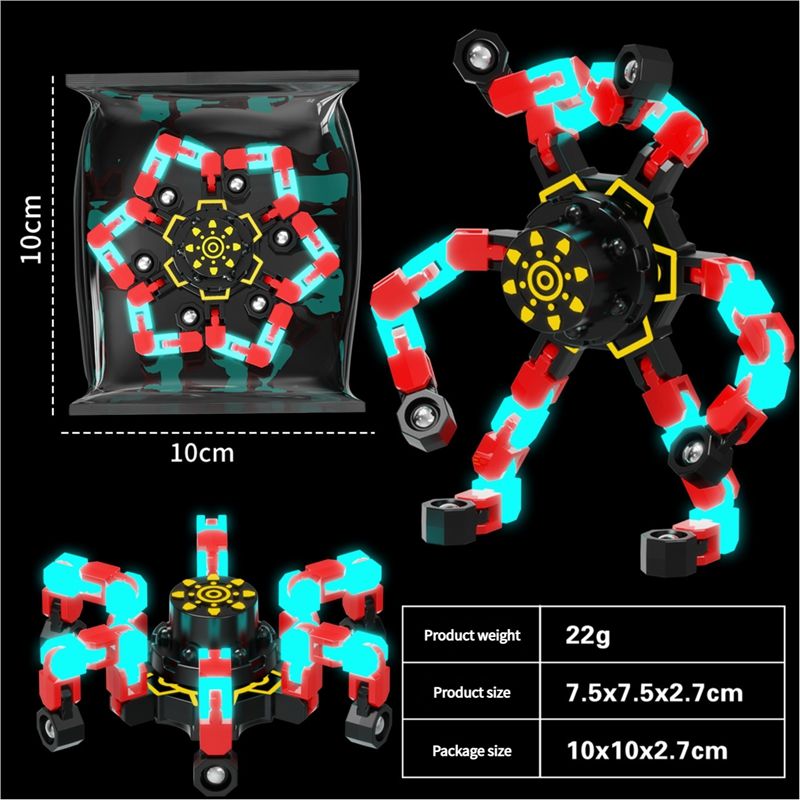 Fidget gyroscope toys luminous deformation changeable mechanical finger gyroscope decompression artifact children's spinning fun boy