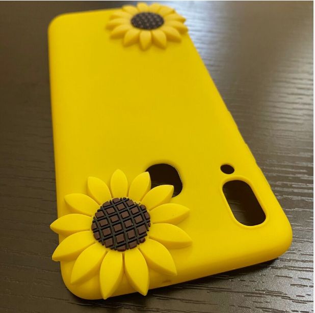 Samsung Galaxy A20 A30 - Soft Silicone Rubber Case Cover 3D Yellow Sunflower Case for iPhone7 and 8 plus Silicone shell Soft Cover 6