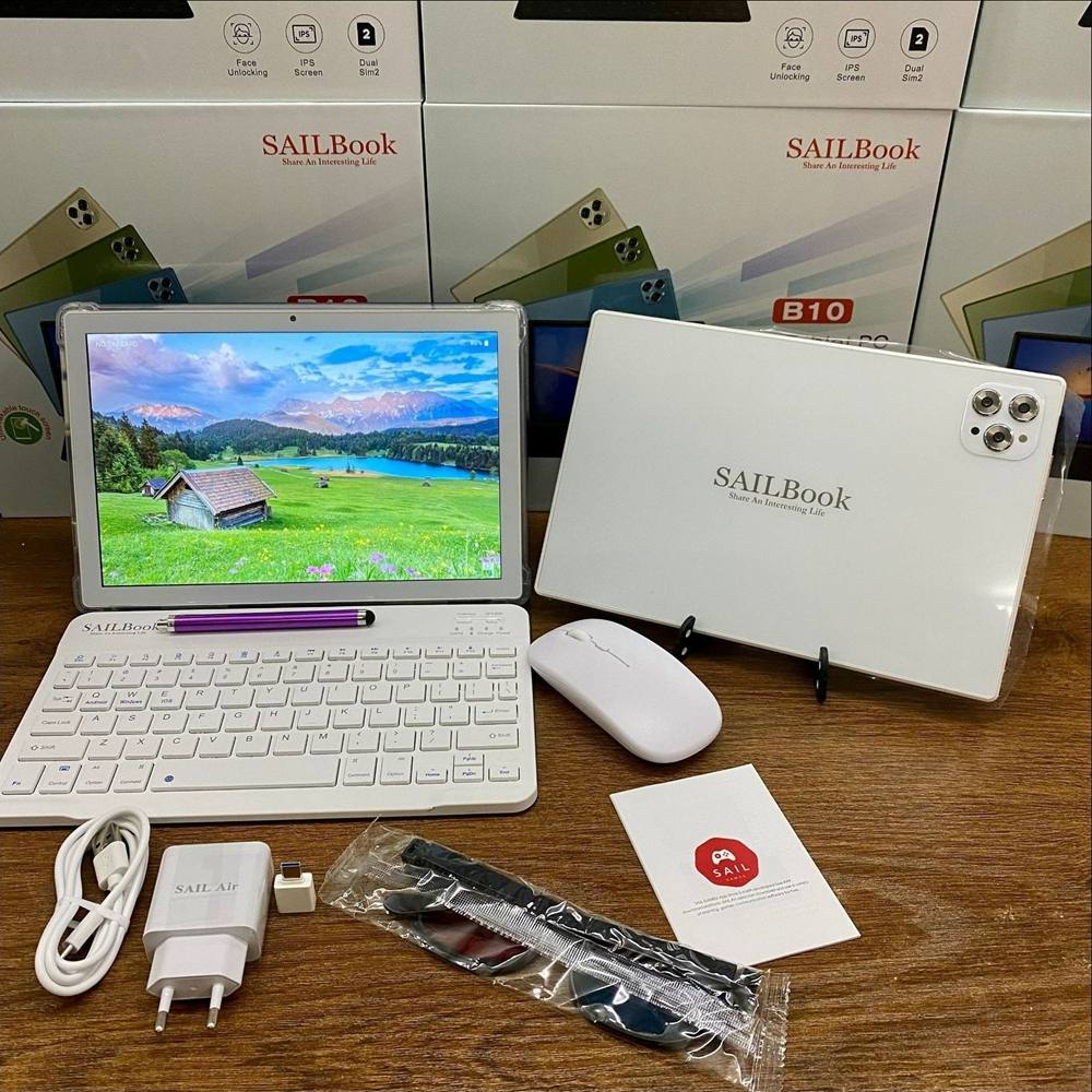 Sall book New Model Tablet Pc 10.1-inch Unbreakable Screen Support phone with mouse，keyboard White