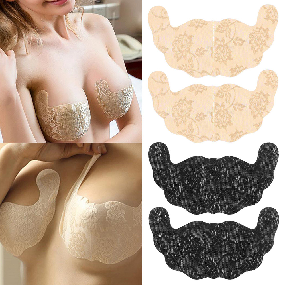 Ultra-Thin Self Adhesive Nipple Cover, Breast Lift Stickers, Disposable Lace and Satin Nipple Cover, Push up Boob A to F Cup Adhesive Bra