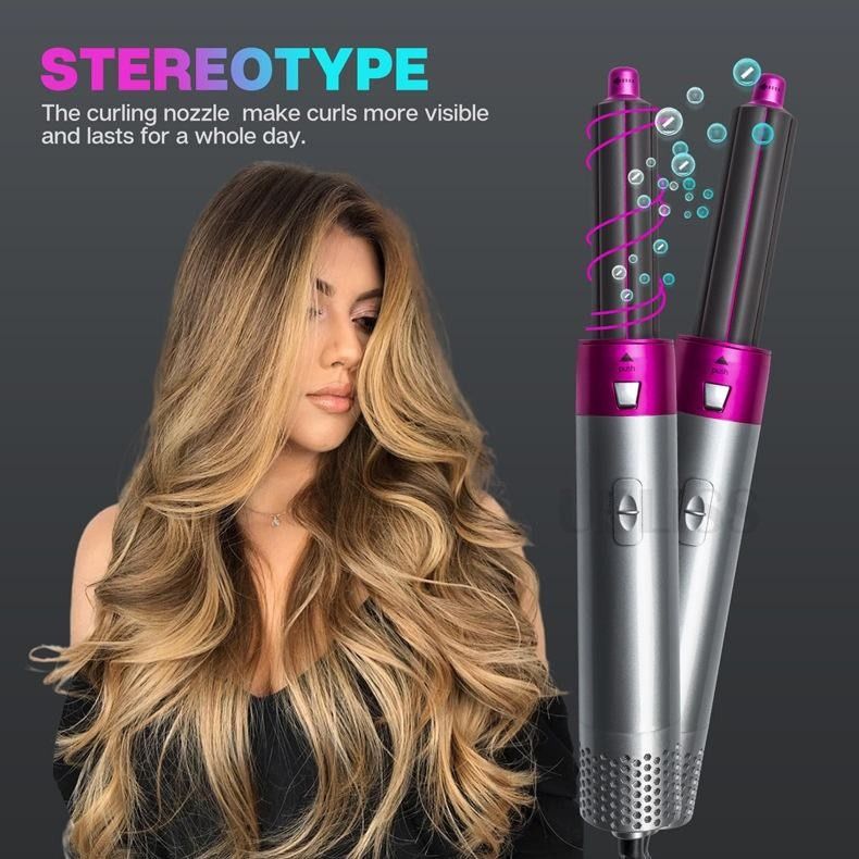 New Five-in-One Automatic Dual-Use Hair Styling Comb Hot Air Hair Dryer & Curling Wand for Amazon Cross-Border for Household Use 