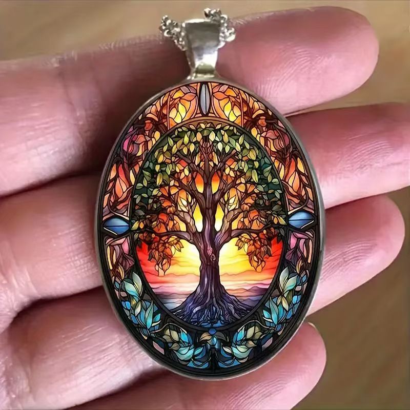 Glass pendant necklace， Life Tree Necklace CRRSHOP men women unisex necklace free shipping