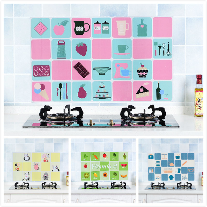 2377 75CM*45CM Stove kitchen Oil-proof Stickers Decorations For Home Self-adhesive High Temperature Resistance Waterproof Anti-oil Wall Sticker