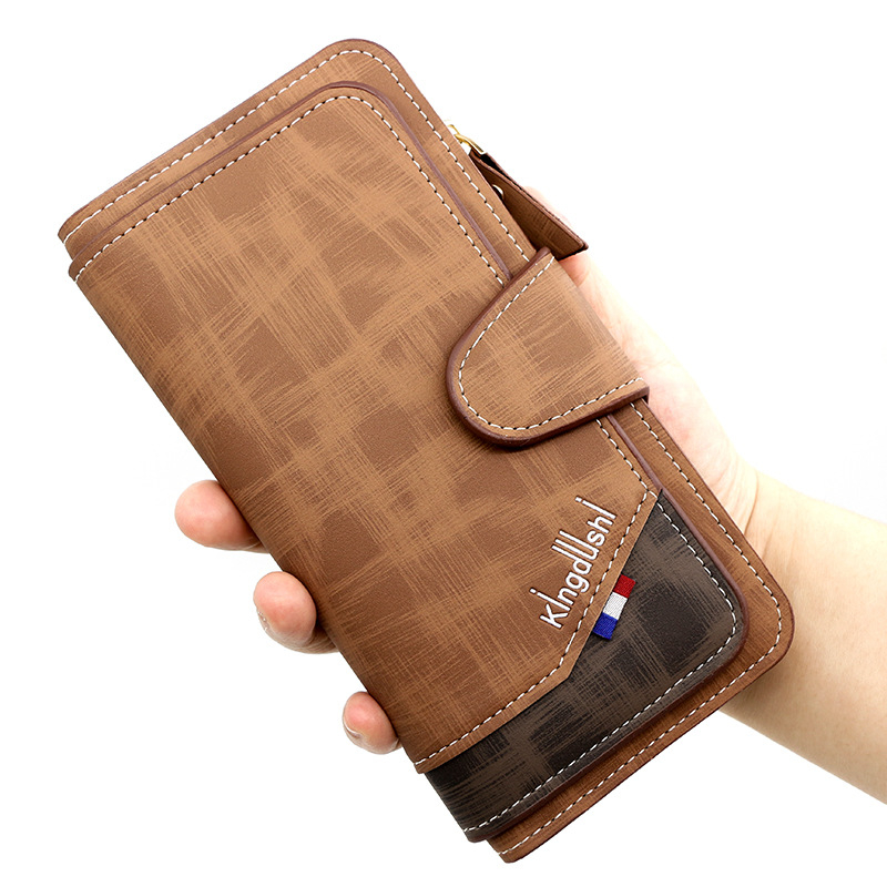 C113-4 PU Leather Cash Pocket and Card Holder Long Wallet Coin Pocket Men Long Wallet