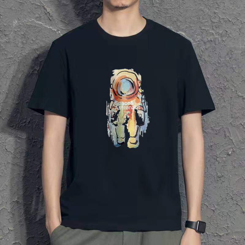 T103 Men's Summer Fashion Ins Slim Fit Fashion Print Teenager Round Neck Short Sleeve T-Shirt