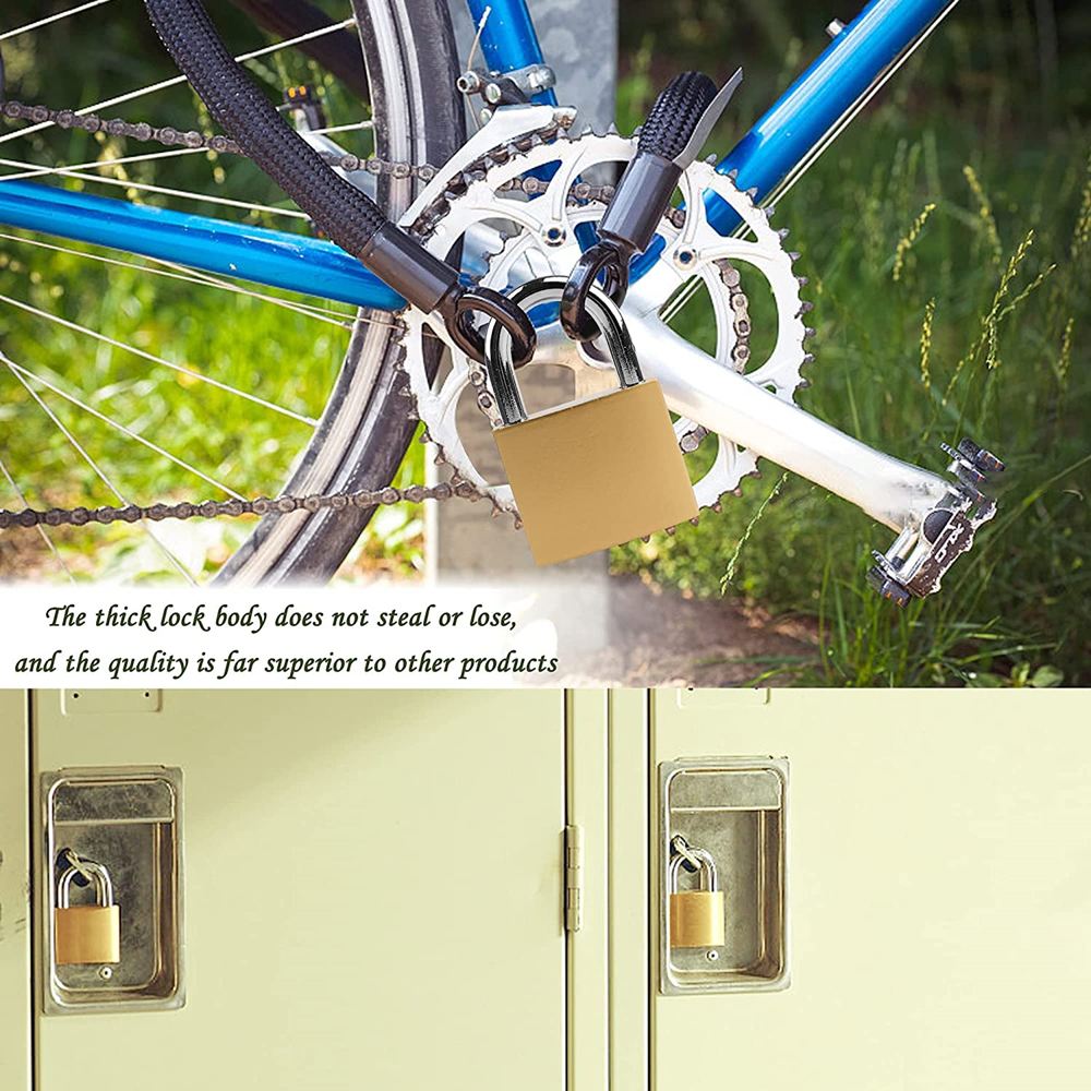 Solid Brass Padlock with Key Wide Lock Body, Small Keyed Padlock for Sheds, Storage Unit School Gym Locker, Fence, Toolbox, Hasp Storage