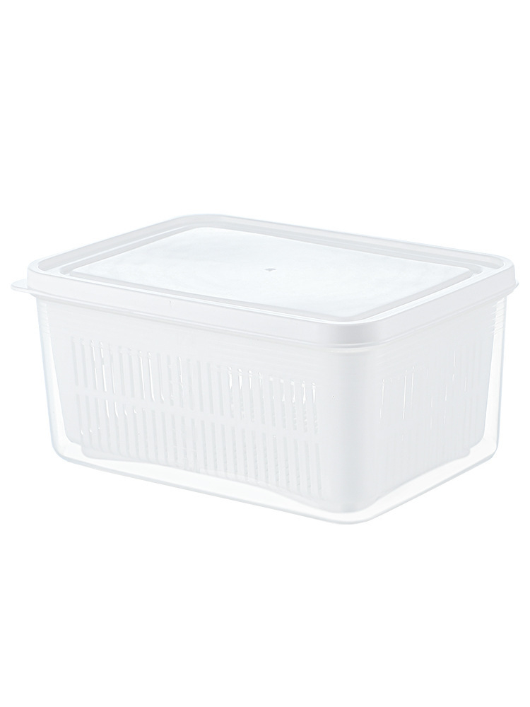 Double Layer Vegetable Sealed Keeper Fresh Storage Box With Drain Basket Draining Crisper Strainers Container For Washing Fruit
