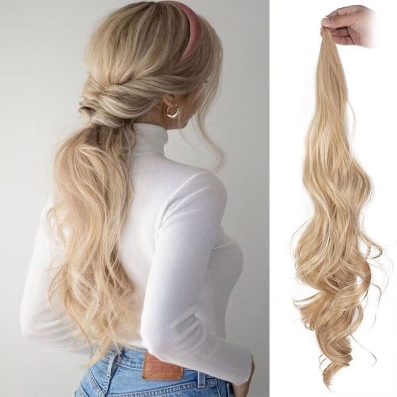 Wig chemical fiber ponytail 32 inch stick hair ponytail winding big wave ponytail wig Ponytail