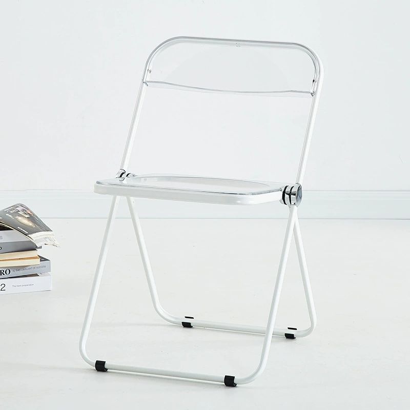 Home transparent folding chair fashionable acrylic crystal chair portable makeup chair ins style internet celebrity photo chair clothing store restaurant chairSpray-white