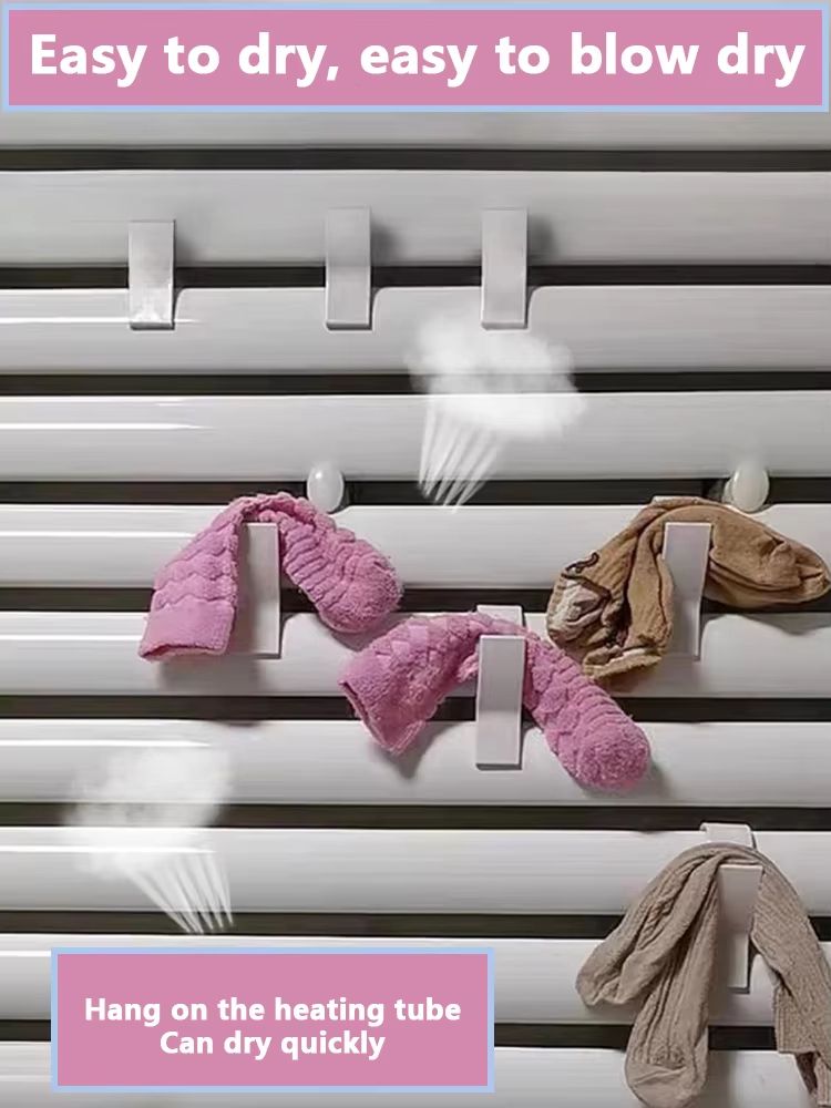 Multi-Purpose Heating Hook Coat Hook Towel Rack Radiator Bracket Bathroom Hook Clothes Hanger Soft Scarf Rack Towel Rack 4 Pcs