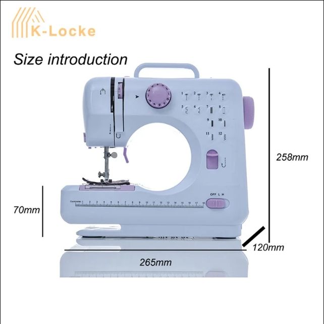 Portable Sewing Machine Household Multifunctional Mini Electric Sewing Machine Overlock 12 Stitches Presser Foot Pedal Beginners