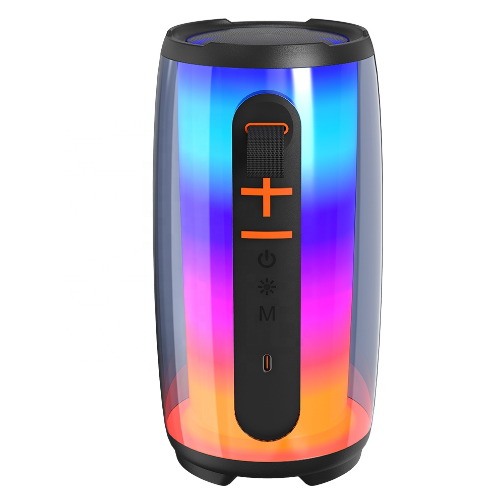 BT56 Bluetooth Speaker with Lights Color Changing Portable Wireless Speaker 6 Color LED Lighting Themes, IPX5 Waterproof Bluetooth Speaker 10W Stereo Sound, 24 Hours Battery, TWS Pairing Mic TF Card