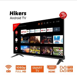 Hikers 32'' Inch Frameless Android Smart HD LED TV - Black + Free Wall Mount