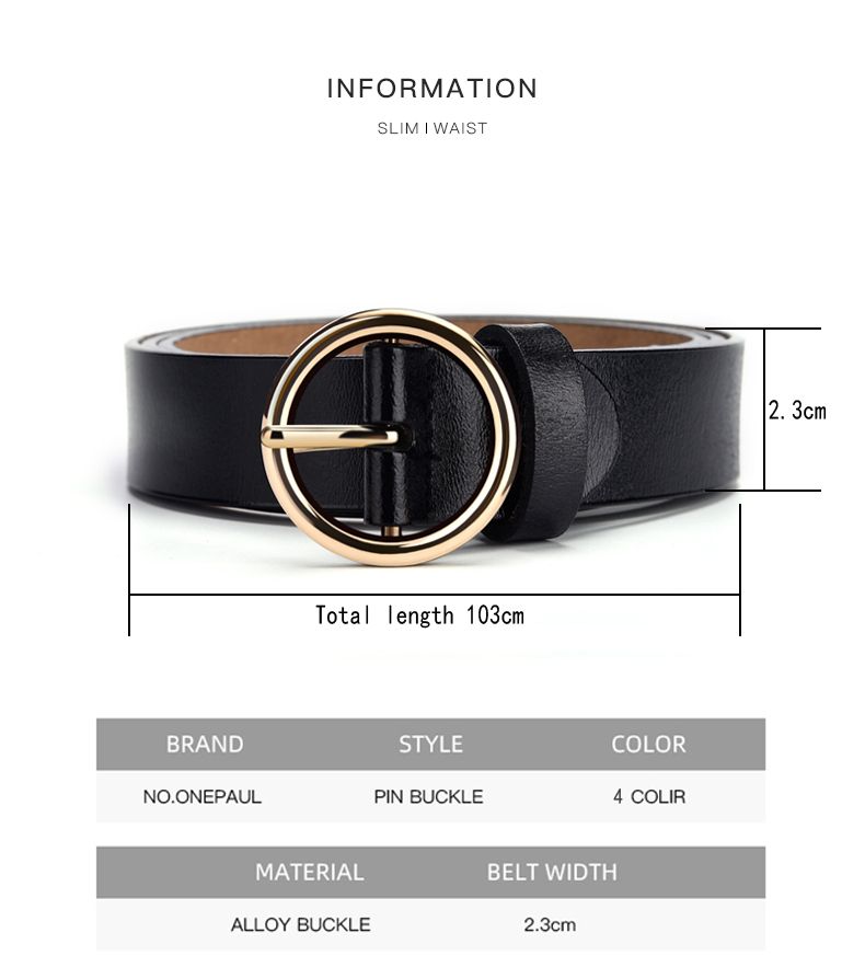Women's Side Deposition Golden Buckle Jeans Wild Belts