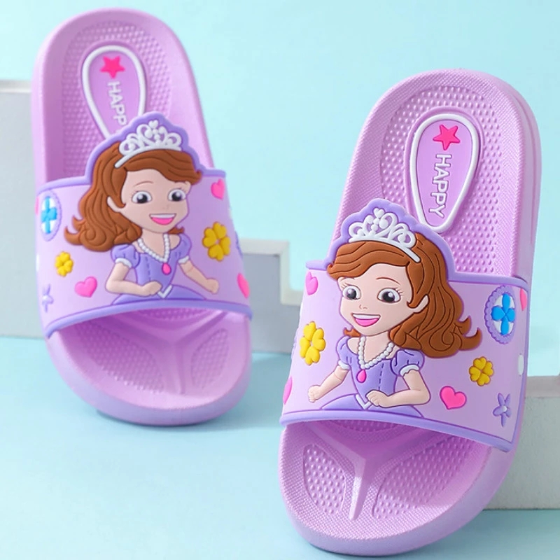 Kids Slippers for Girls Summer Kids Beach Shoes Baby Soft Indoor Slippers Children Cartoon Sandals Purple