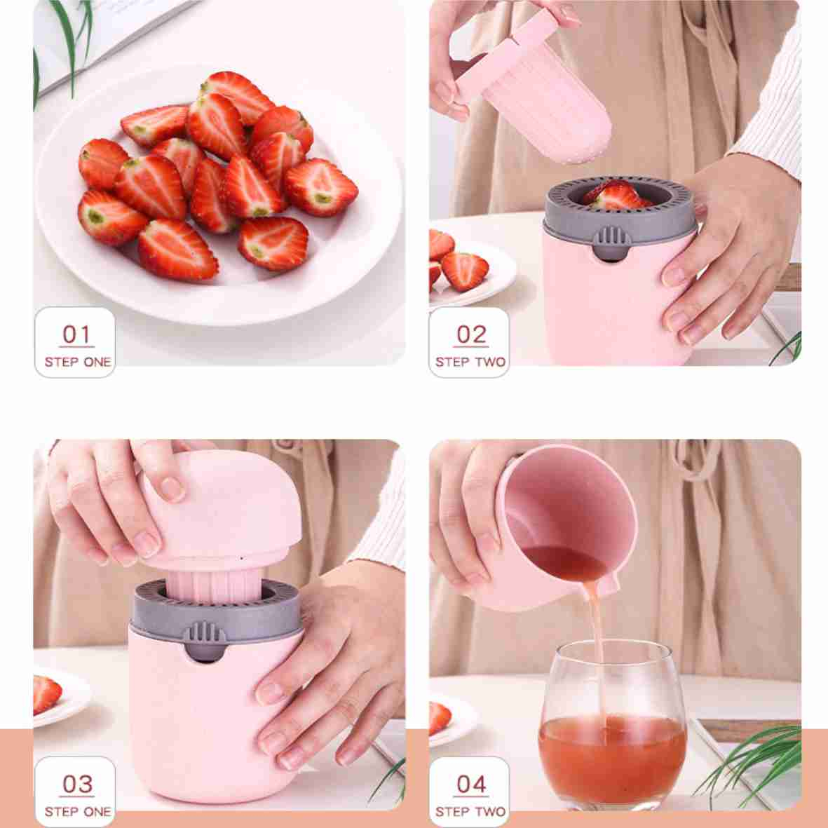 Manual Juicing Cup Wheat Straw Juicer Mini Portable Juicer Orange Lemon Juicer