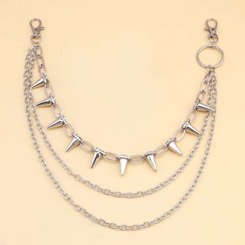  punk rivet stage performance metal multi-layer waist chain jeans dressing accessories Hip hop 