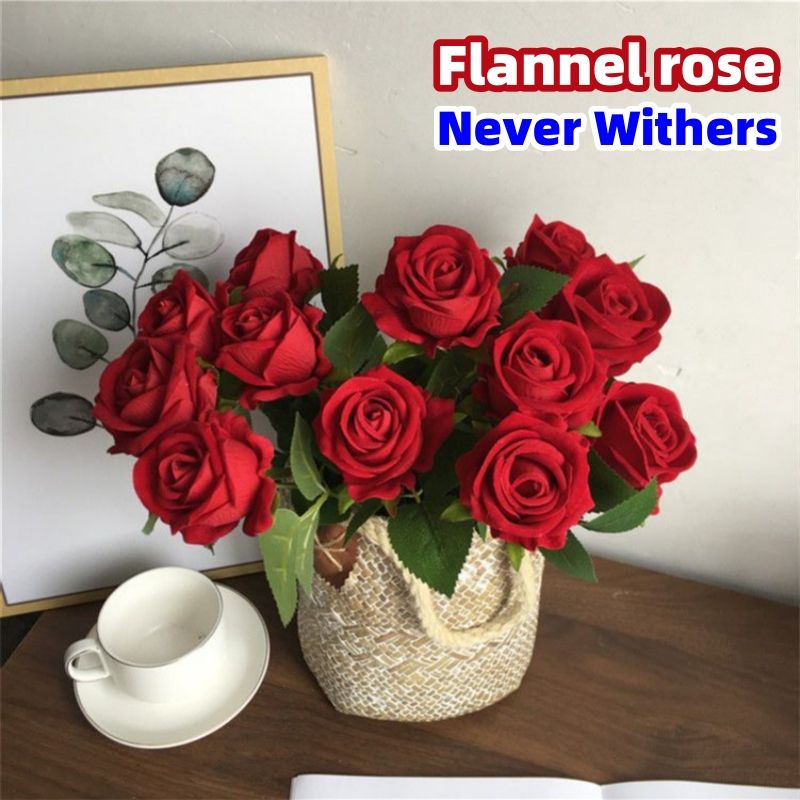 Velvet Rose, Simulation Flower, Rose, Valentine's Day, Fake Flower CRRSHOP Home Wedding Decoration Flower,Festival Decor ,Flannel rose